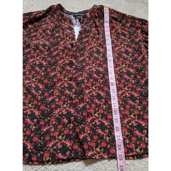Something Navy Women Top Floral Moody Ruffle Button Down Casual Oversized Small - Picture 8 of 13